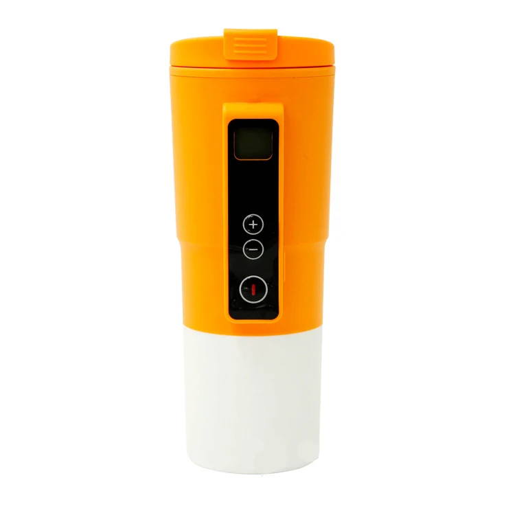 Orange Роскошный термос для автомобиля с чашкой быстрого нагрева, 10 минут, с USB, 12 В, зарядное устройство, электрическая Автомобильная бутылка для кипятка, водонагреватель - Название цвета: Orange
