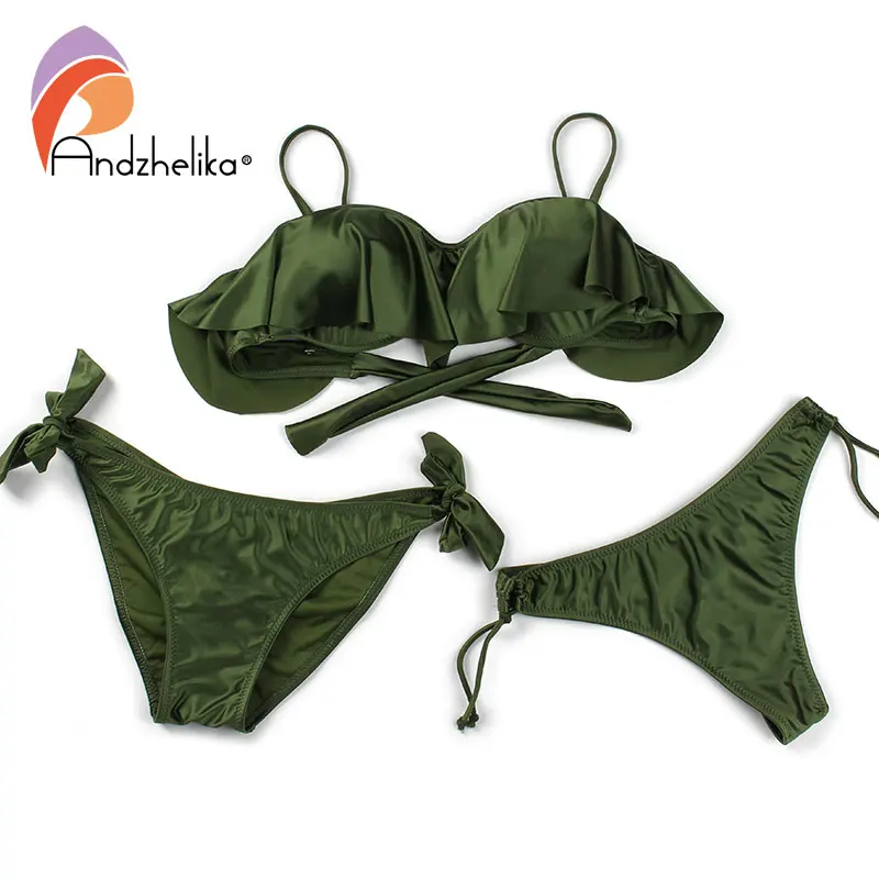Andzhelika bikini женский купальник бикини с эффектом пуш апп и двумя