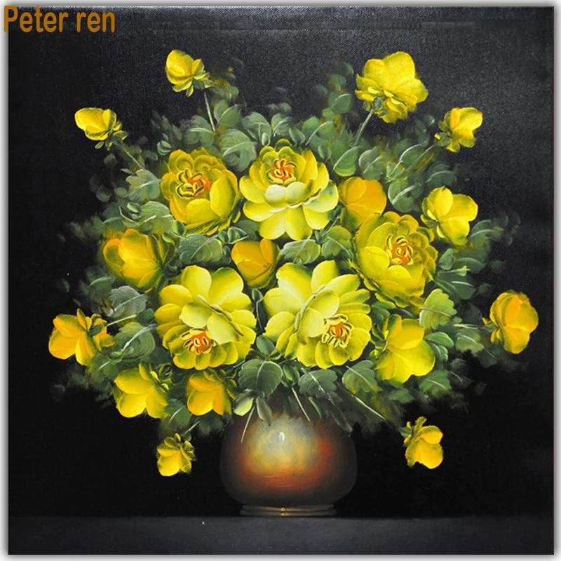 Peter ren Diamond embroidery Diy diamond painting Flower Crafts mosaic full Embroidered with rhinestones "Yellow rose" | Дом и сад