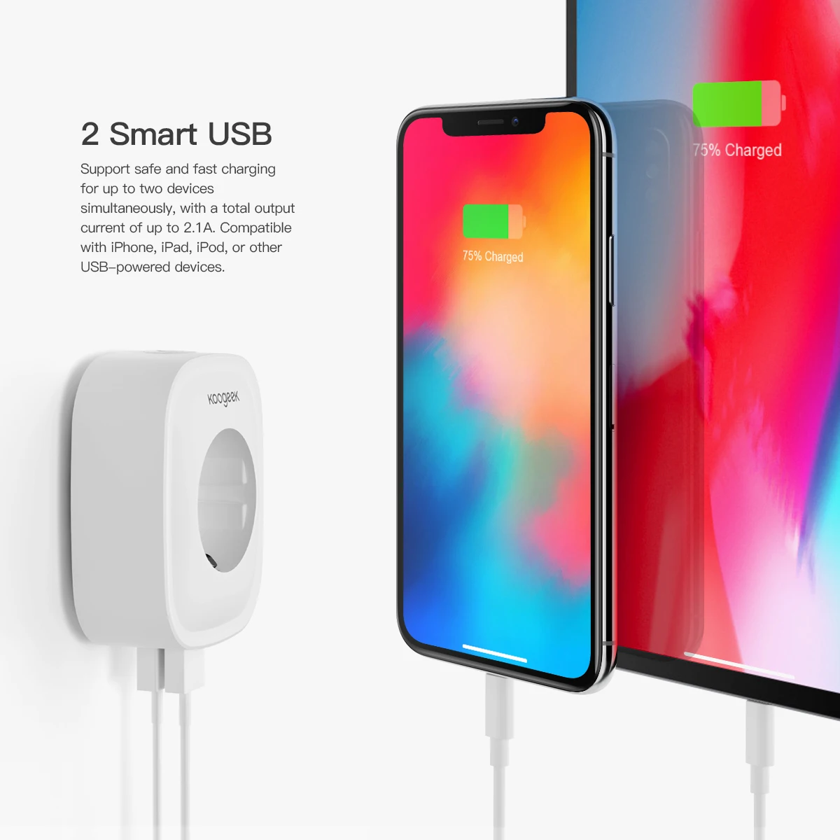 Koogeek беспроводной с Поддержкой Smart Plug с 1 розеткой переменного тока 2 usb-порта для Alexa пульт дистанционного управления голосовым управлением Таймер Без ступицы не требуется