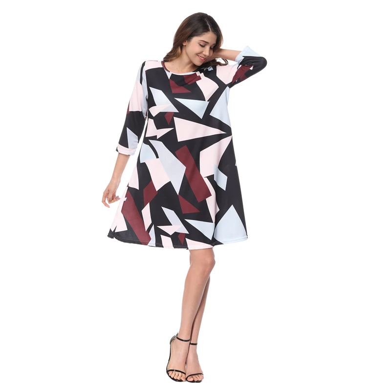 PADEGAO Summer Dress White Casual Above Knee Mini O-neck Blue Women Dresses Three Quarter Sleeve Robe S M L XXL Vestidos | Женская