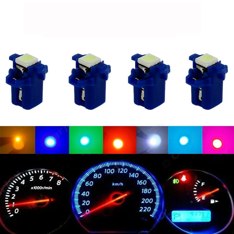 10 шт. Автомобильные светодиодные лампы BAX10S B8.3 B8.3D 5050 1 SMD 12 В для приборной панели