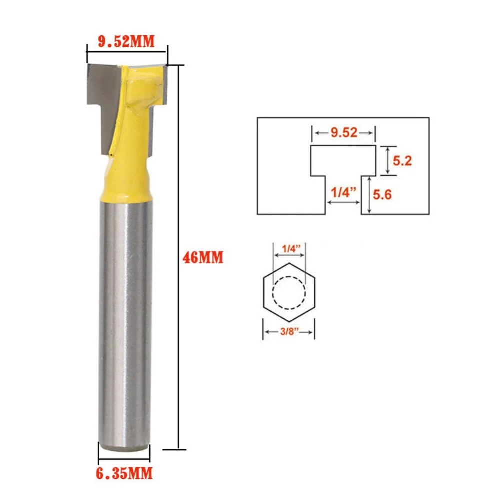 1/4 дюйма твердосплавные Т-образные слоты с хвостовиком для резака отверстий
