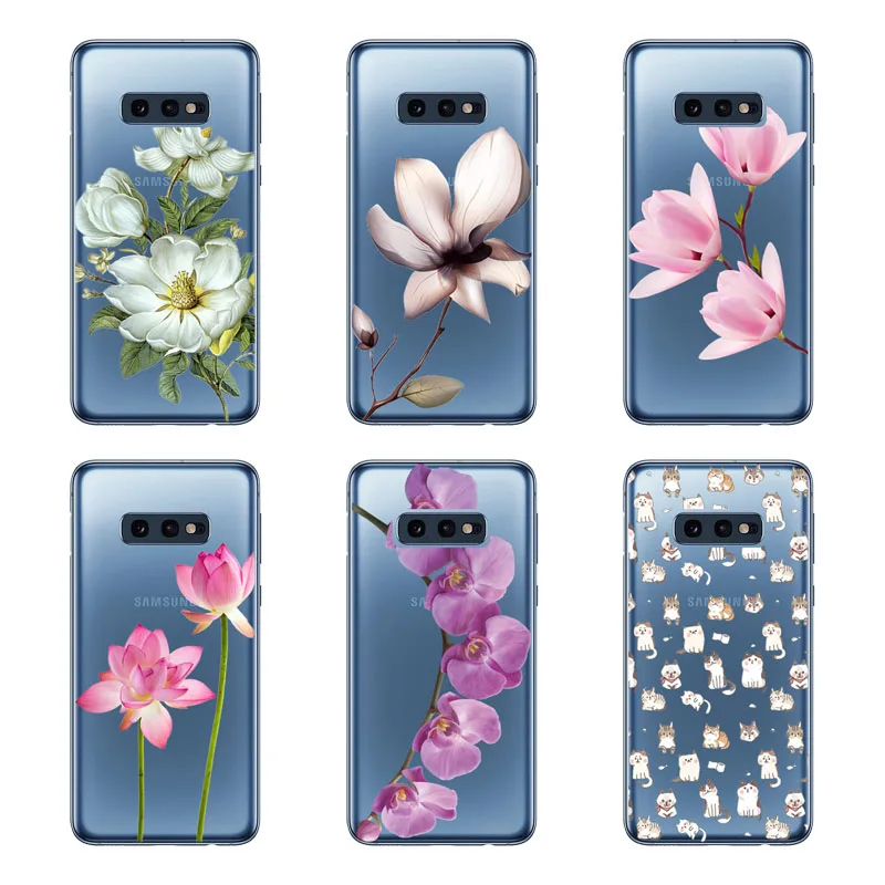 Чехол для samsung galaxy S10 lite силиконовый чехол с черным цветком мягкая задняя крышка