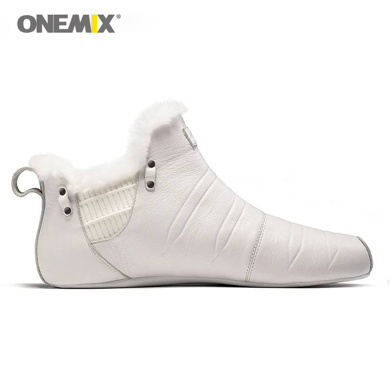 Теплая прогулочная обувь ONEMIX черные меховые ботинки для мужчин домашняя без клея