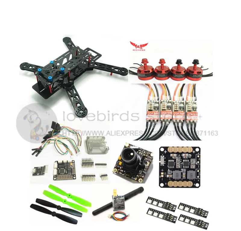 DIY FPV мини Дрон RED HAWK Nighthawk 250 рамка Комплект DX2205 KV2300 + BL20A ESC 2 4S OPTO SP гоночный F3 с OSD 700TVL