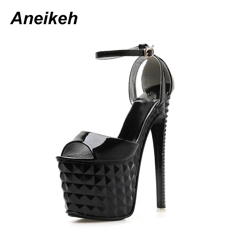 Aneikeh/ г. Женские босоножки из PU искусственной кожи Вечерние туфли на высоком тонком каблуке с открытым носком и закрытой пяткой Офисная Женская обувь на платформе черного и абрикосового цвета, размеры 35-40