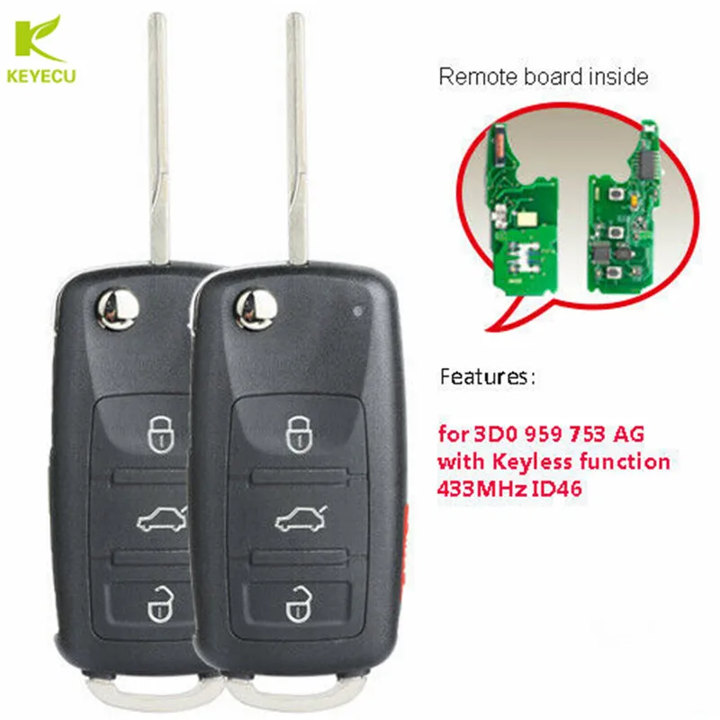 KEYECU запасной ключ без ключа Go дистанционный брелок от машины 315 МГц/433 МГц ID46 для