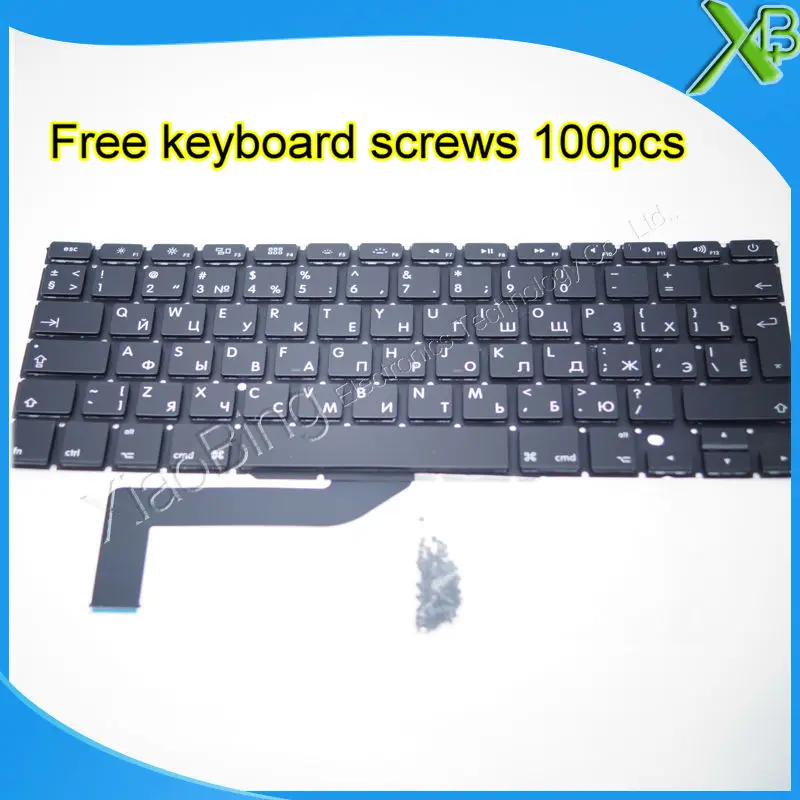 Совершенно новая Русская клавиатура RU + 100 шт. винтов клавиатуры для MacBook Pro Retina 15 4