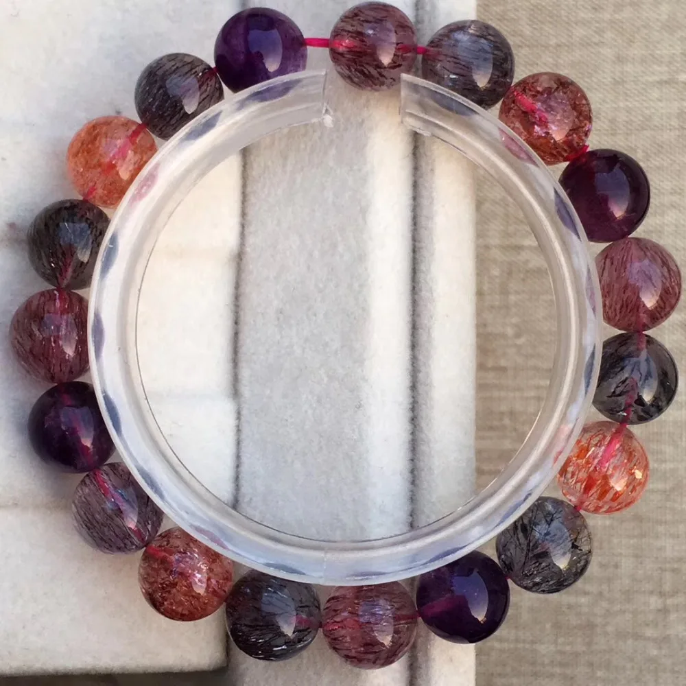 10mm Genuine Natural Black Currant Super 7 Melody Bracelet Men Women Stone Crystal Round Beads Stretch Bracelets Luxury Jewelry | Украшения