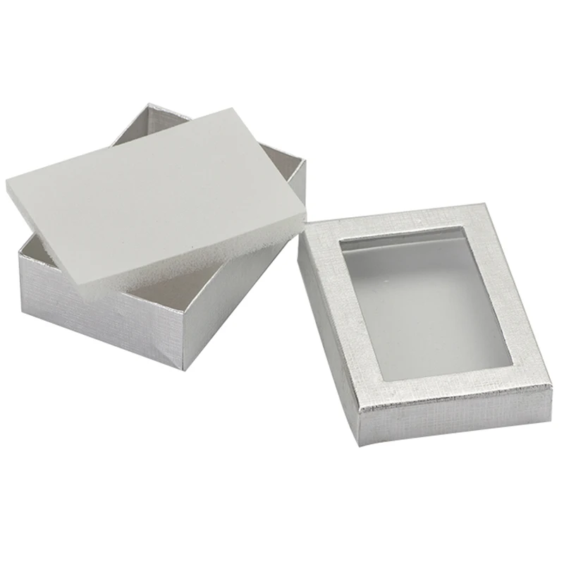 Картон комплект ювелирных изделий коробки подарка 7x9 см серебряная бумажная