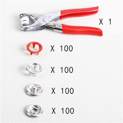 1 pliers 100 button 100 наборов 9 мм пустотелая цветная пряжка металлическая кнопка с пятью когтями 10 цветов+ инструменты для установки плоскогубцы - Цвет: 1 pliers 100 button