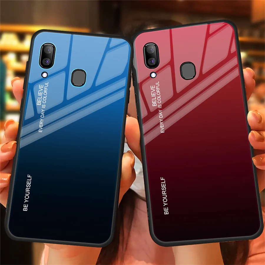 Для samsung A30 SM-A305FD чехол 6 4 дюймов Роскошные Зеркало градиент Цвет закаленное