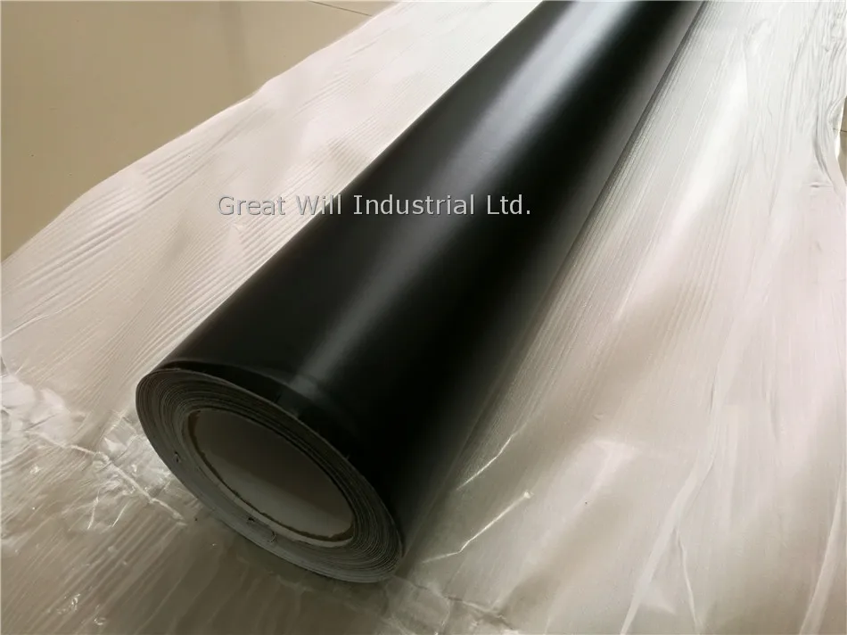 Матовая Черная Виниловая пленка с воздушно-пузырьковой пленкой сатиновая для