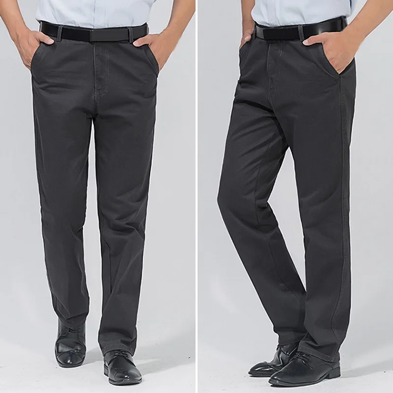 SHUJIN PuimentiuaAutumn Solid Loose Straight Men's Casual Pants Long Trousers Waist Pants Men Plus Size Cotton pantolon erkek
