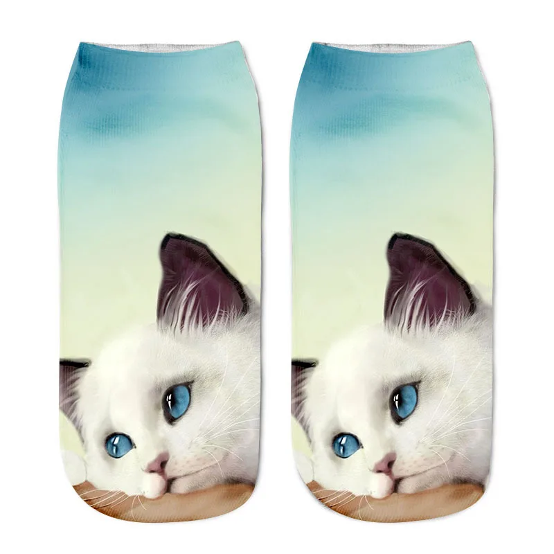 UIDEAZONE Women Polyester Harajuku Cat Socks 3D Printed Low Cut Ankle Cute Pattern Lovely Funny Casual Female Sock | Женская одежда