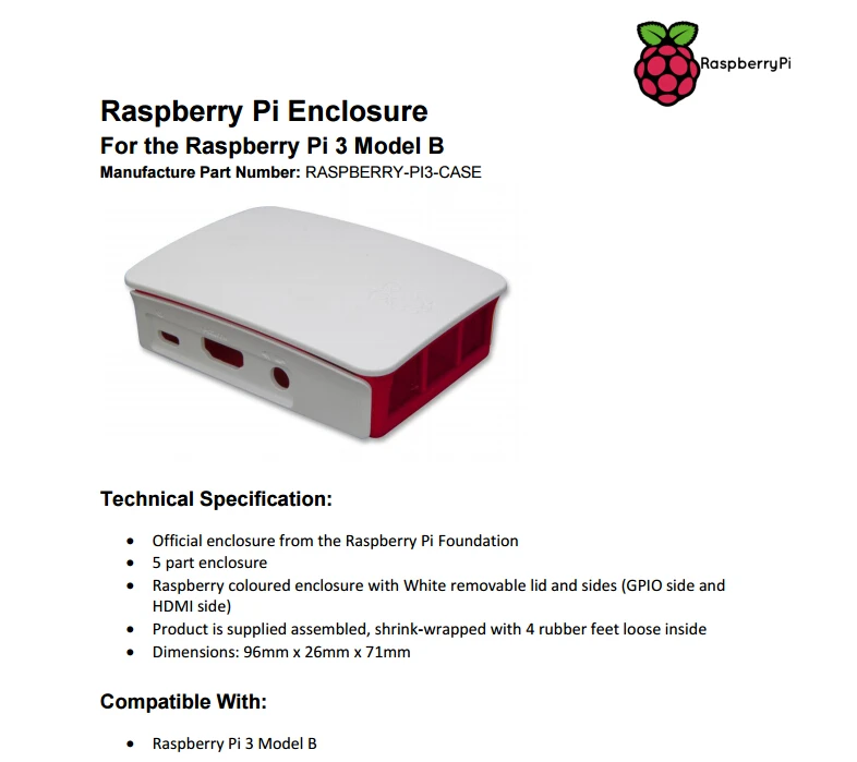 Красный/белый официальный чехол Raspberry Pi 3 для Model B | Электронные компоненты и