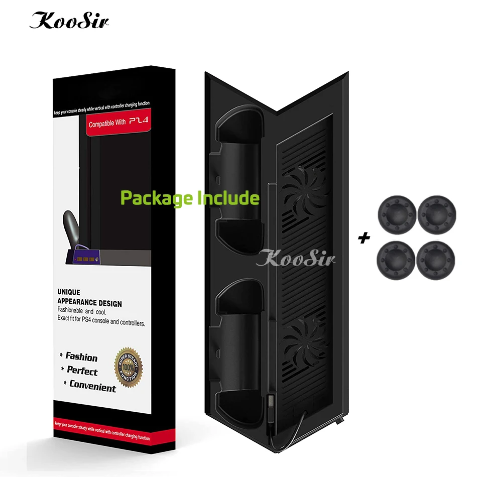Подставка для PS4 с охлаждающим вентилятором + зарядная док-станция двойным