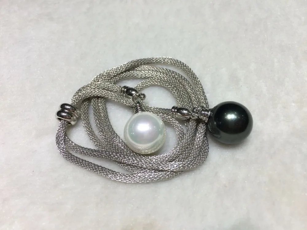 En gros 26 &quot14 мм blanc noir DU SUD SEA SHELL COLLIER de PERLES|collier perle|collier perlecollier en perle |