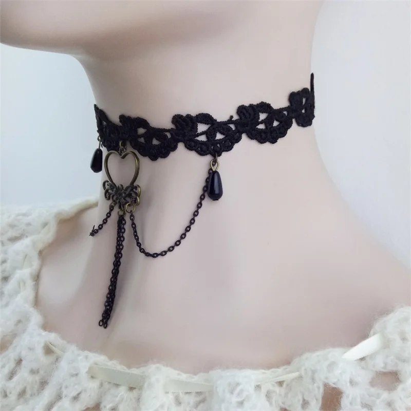 Готическое ожерелье YiYaoFa винтажное кружевное и кулон Женские аксессуары