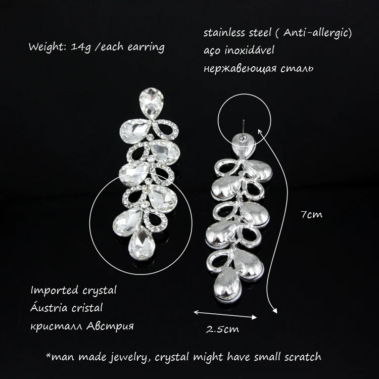 OCESRIO роскошный большой длинный кристалл Шампанское золотые серьги для женщин