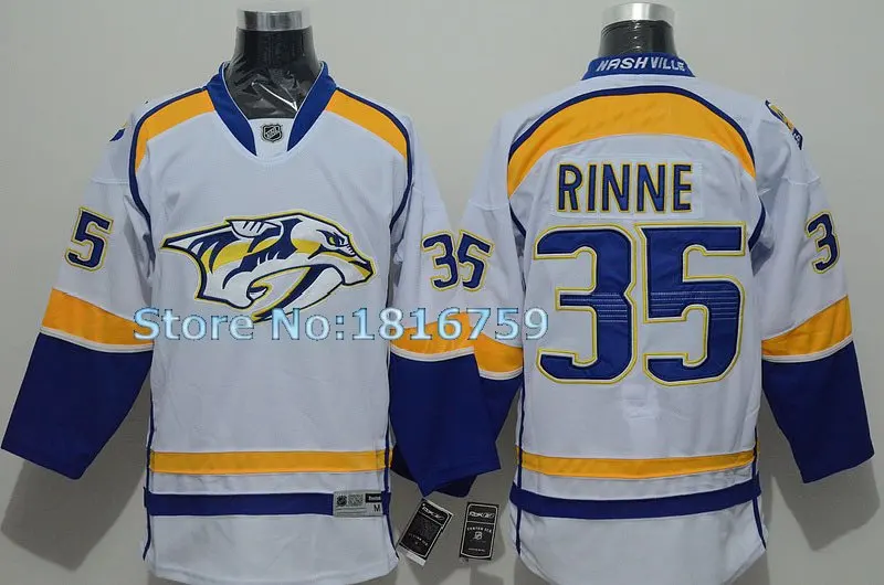 Nashville Predators Mens Jerseys #35 Pekka Rinne White Ice Hockey Jerseys4143 | Спорт и развлечения