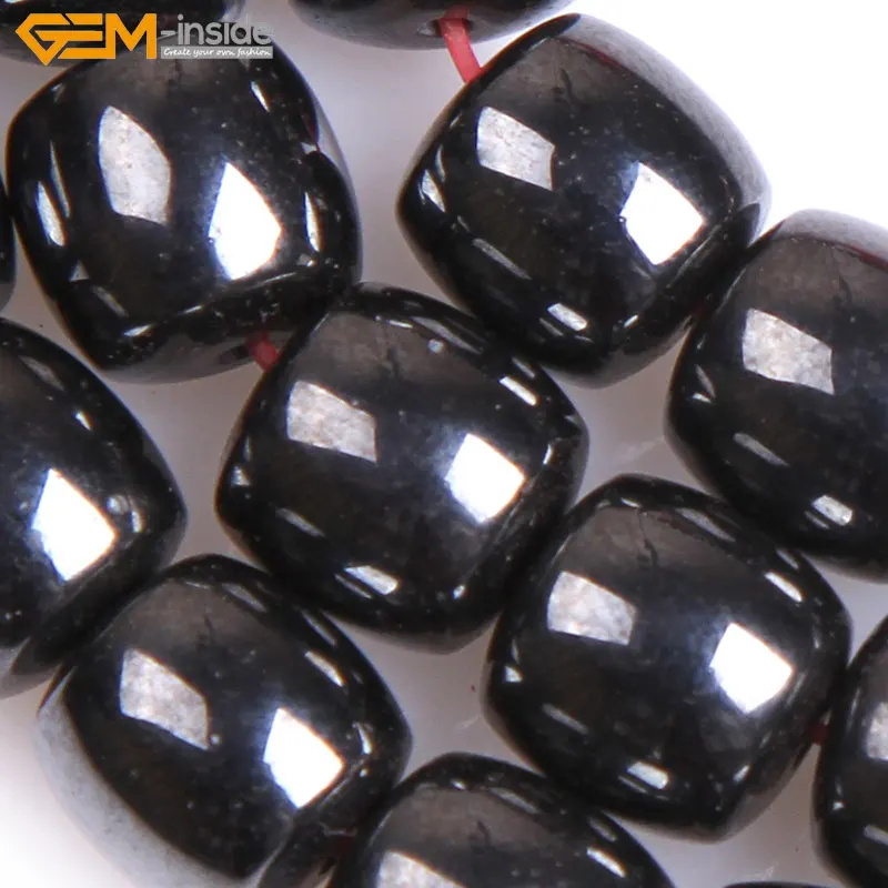 Gem-inside цилиндрические бусины из гематита с магнитным барабаном для изготовления ювелирных изделий 15 дюймов DIY ювелирные изделия