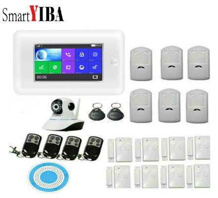 SmartYIBA App control GPRS WiFi 3g сигнализация система домашней безопасности 4 3 ''полный