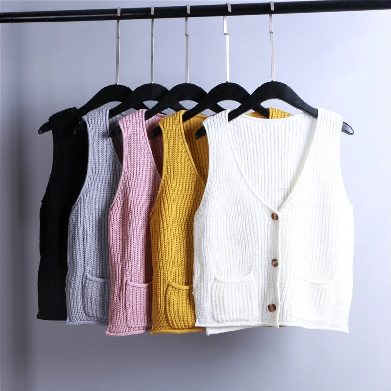 Женский элегантный дизайн v образный вырез без рукавов свитер жилет 2018 осень зима