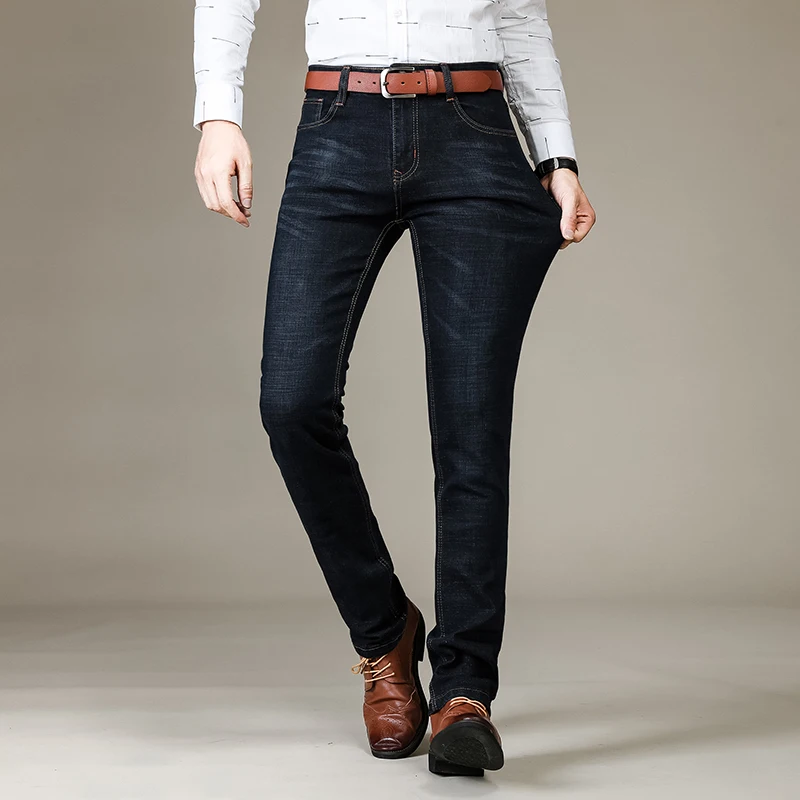 2019 New Jeans High Stretch Black Blue Slim Straight Denim Embroidered Pants Woma Cotton And Spandex Plus Size | Мужская одежда