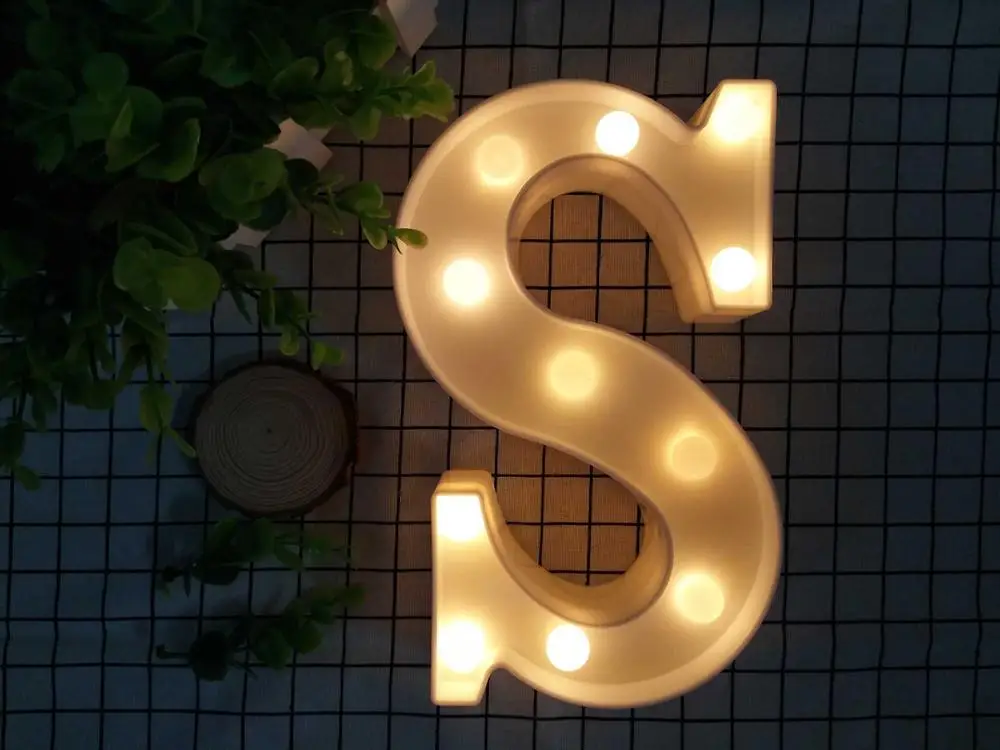 S Настольный светильник 3D светодиодный ночник Настенный светильник A-Z буквенным символом алфавита украшение в помещении Рождественский знак шатра романтический дисплей - Цвет абажура: S