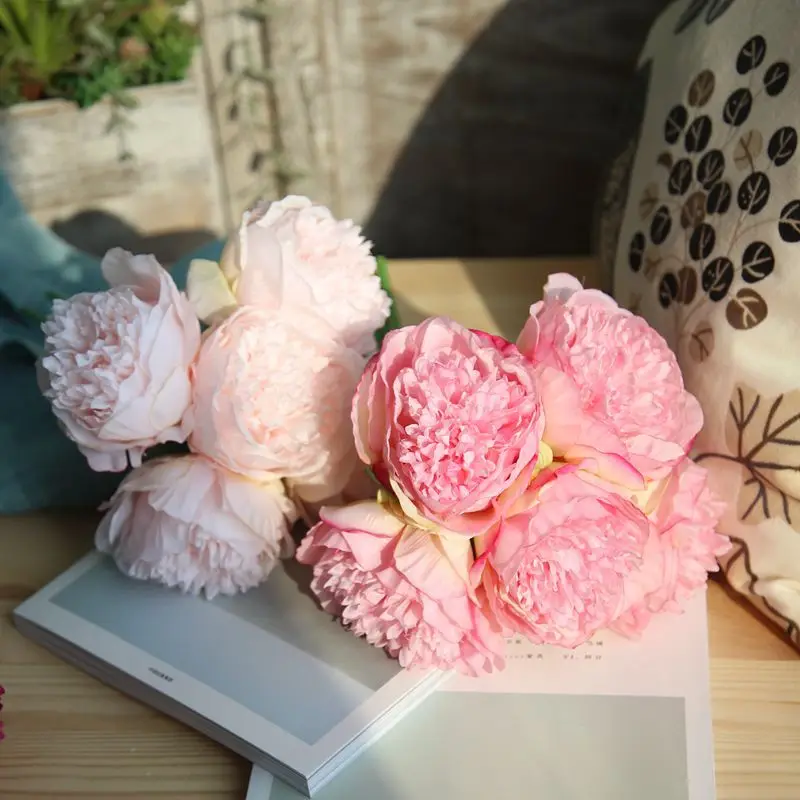 

Artificial Fake Flowers Peony Bridal Bouquet Fake Flower for Christmas Wedding Party Home Decorative Silk Peony Autumn Flower