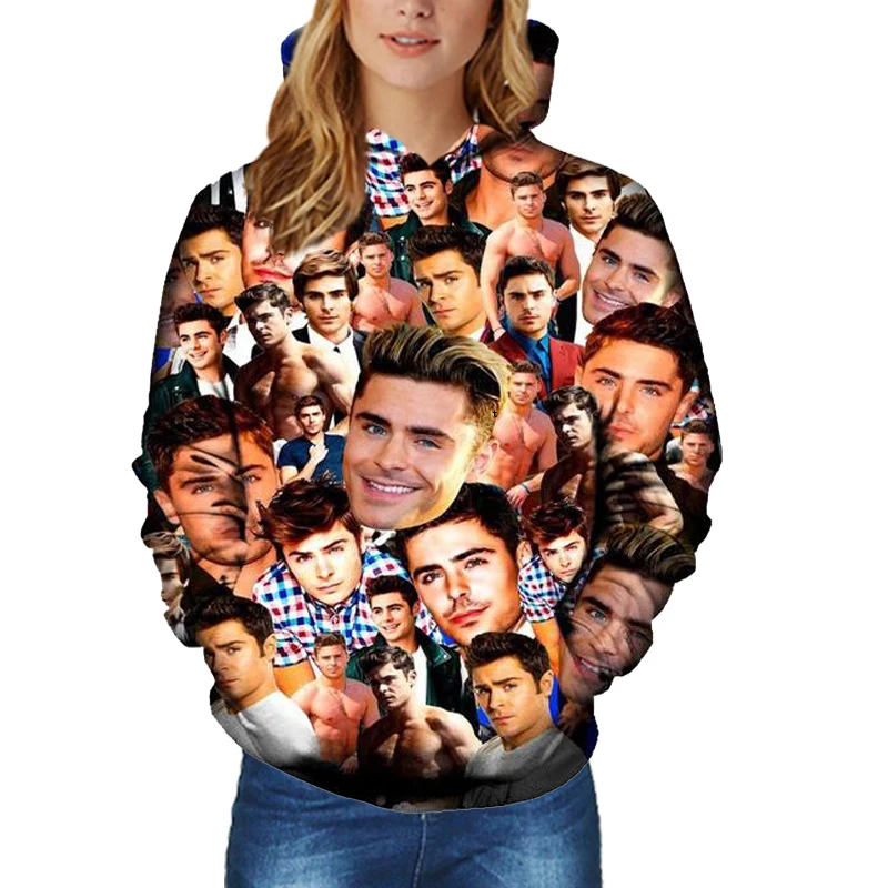 Толстовка Raisevern Zac Efron с коллажем 3D принтом Мужская Женская толстовка унисекс