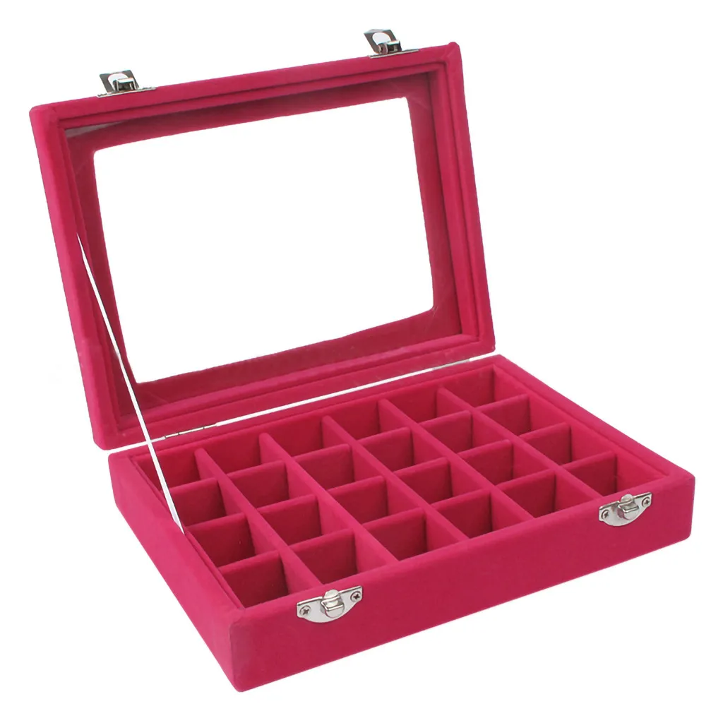 Ювелирные изделия кольцо бархат стекло Дисплей Организатор Коробка лоток