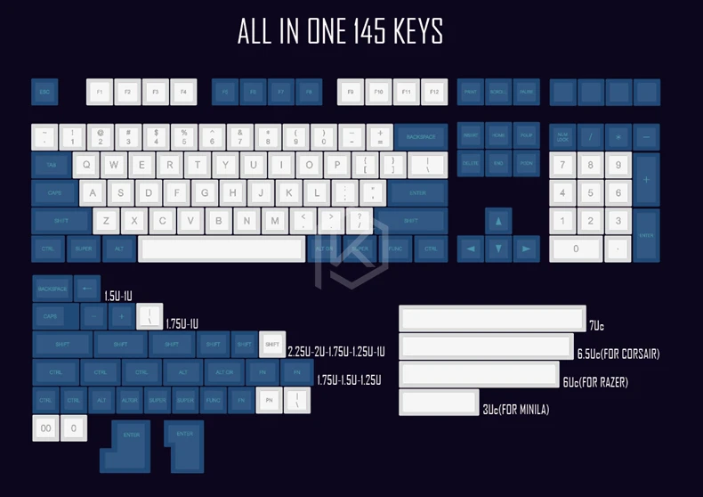 dsa pbt top printed legends white blue keycaps laser etched gh60 poker2 xd64 87 104 xd75 xd96 xd84 cosair k70 razer blackwidow free global shipping