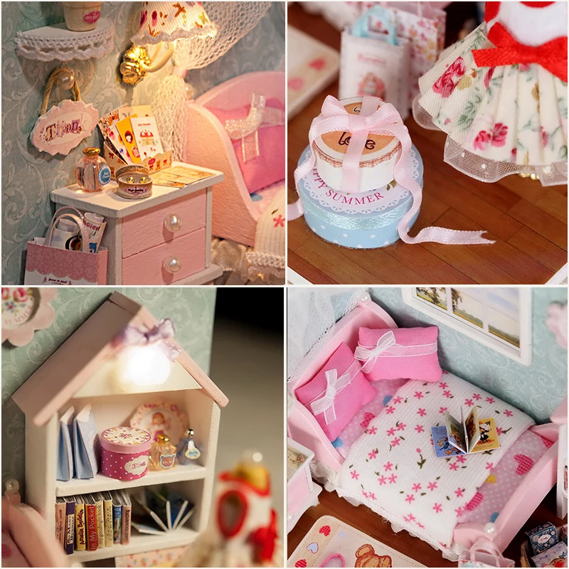 CUTEBEE кукольный дом Миниатюрный DIY кукольный домик с деревянная мебель для дома, игрушки для детей, подарок на день рождения H09