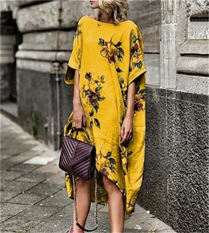 Женские хлопковые льняные Длинные повседневные футболки с коротким рукавом |