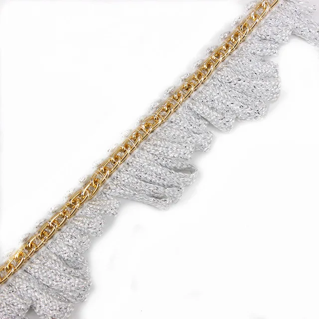 

5yard Braided Silver Gold Chain Lace Trimming Lace Ribbon Trim Motif Bridal Applique Venice Sewing Supplies for DIY Cloth T1606