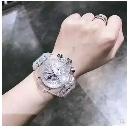 Новинка 2018 модные атмосферные прозрачные часы повседневные мужские и женские