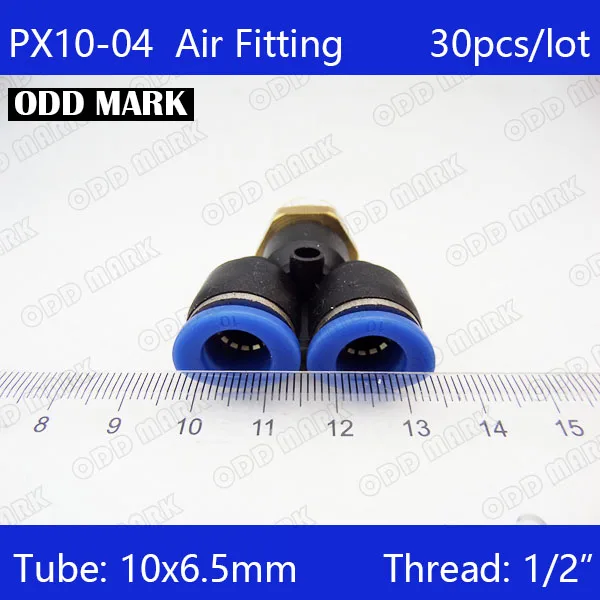 

Free shipping 30Pcs PX10-04, 1/2" PT Thread to 10mm Push In Fitting Y Type Quick Coupler