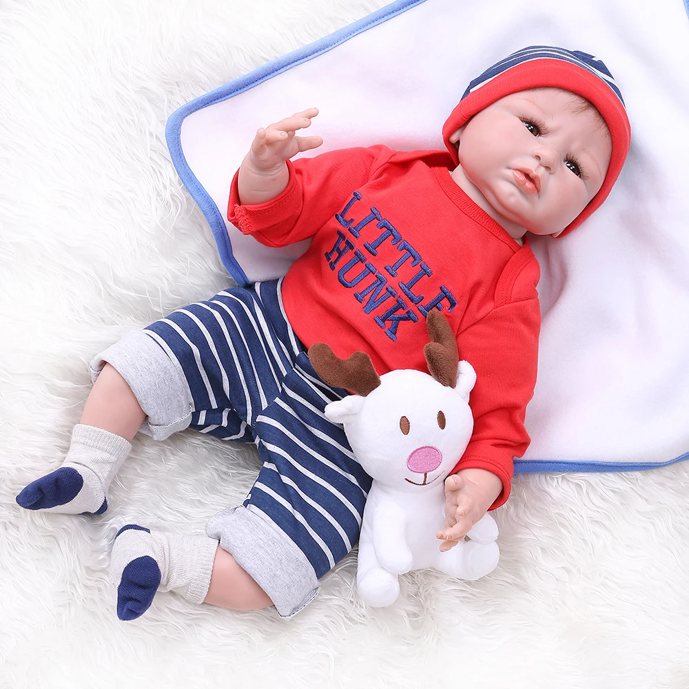 NPK 55 см От 0 до 3 месяцев bebe realitic reborn Реалистичная кукла-младенец мягкое касание Утяжеленные волосы с корнями игрушки для детей