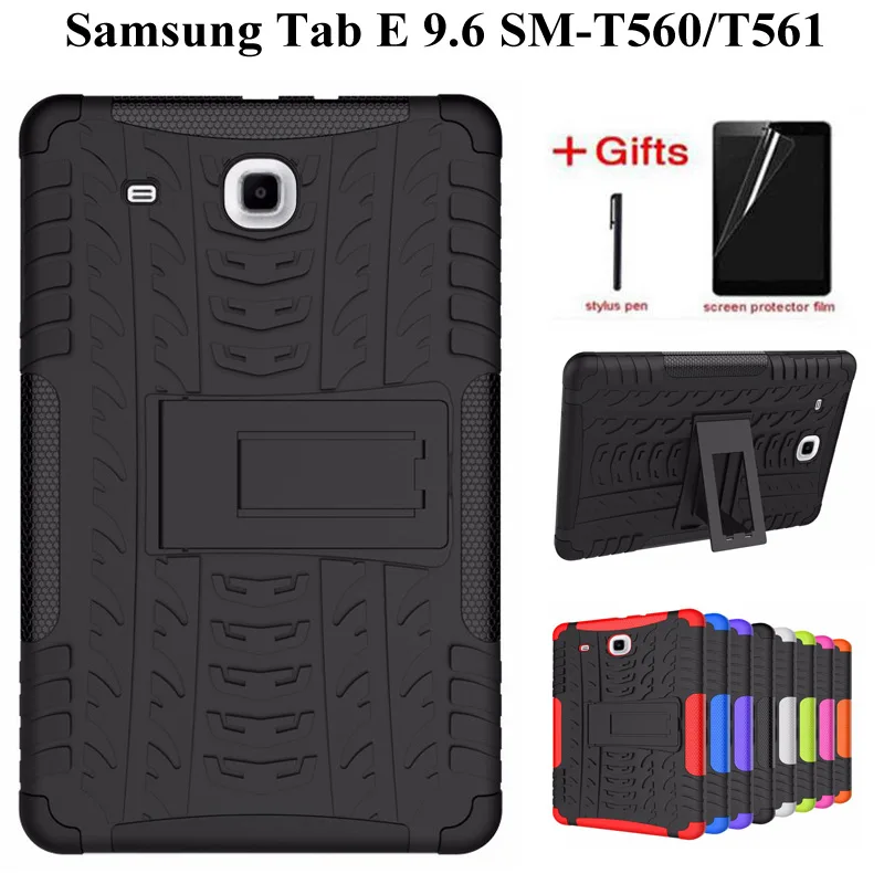 

Гибридный армированный чехол-накладка из ТПУ и ПК с подставкой для Samsung Galaxy Tab E 9. 0 T560 T561, чехол для планшета Samsung TabE T560, Чехол + пленка + ручка