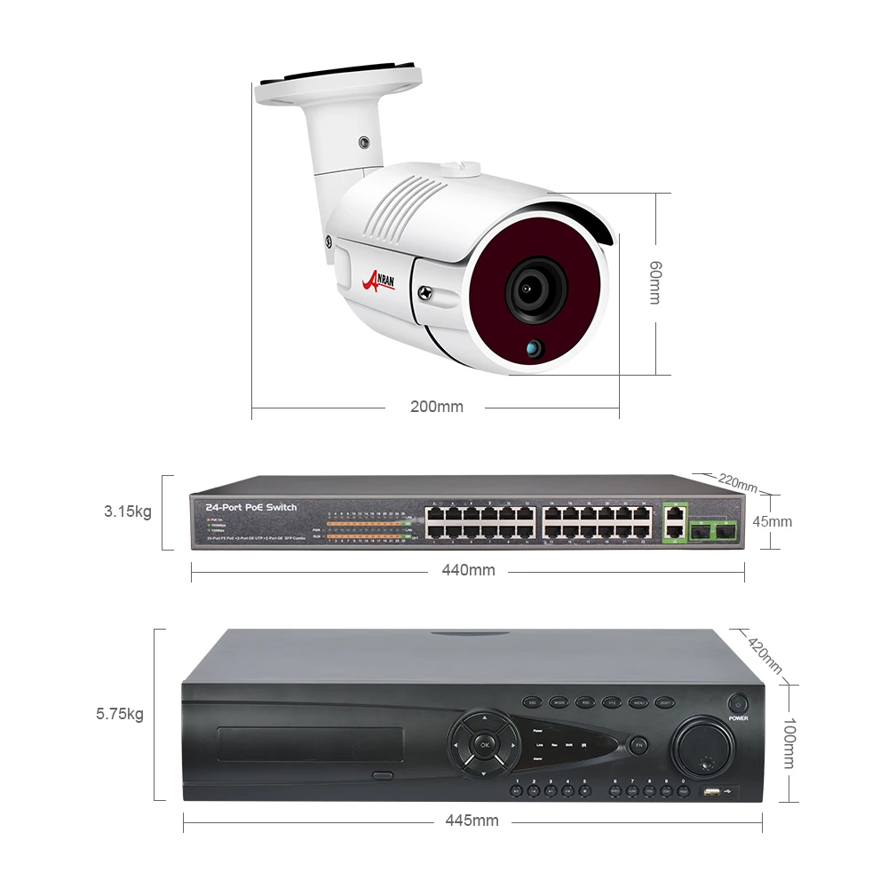 ANRAN система безопасности камеры 24CH H.264 NVR POE переключатель CCTV Onvif 1080P HD наружная IP