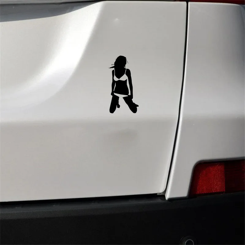 

YJZT 16.6*12.4CM Nice Design High Quality Sexy Girl Vinyl Decals Car Sticker Covering The Body Black/Silver C20-0203