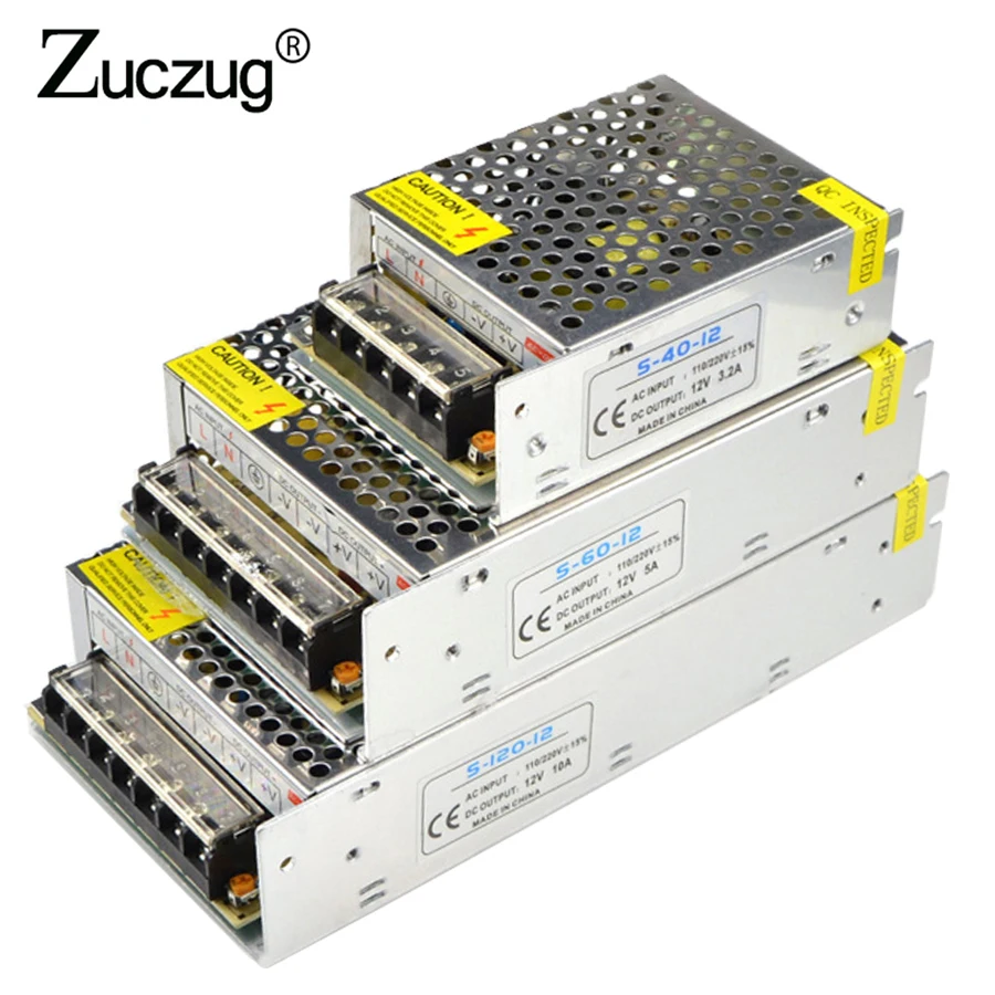 Трансформатор освещения питания 12 V Драйвер светодиодной ленты 220 к DC 10A 15A 20A Вольт