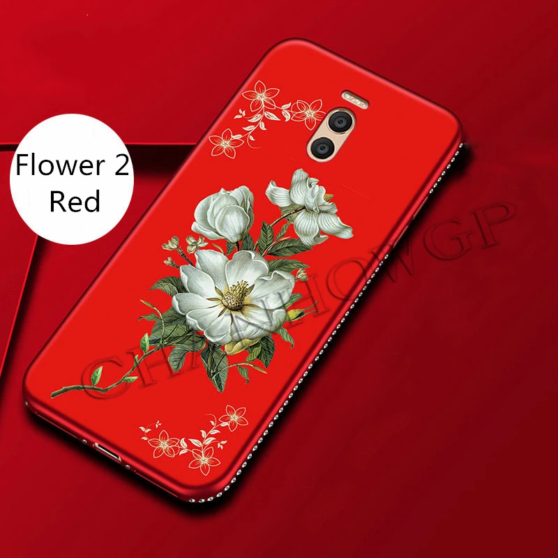 Рельефный мягкий чехол с 3D цветком для Meizu M6 Note матовый блестками и бриллиантами