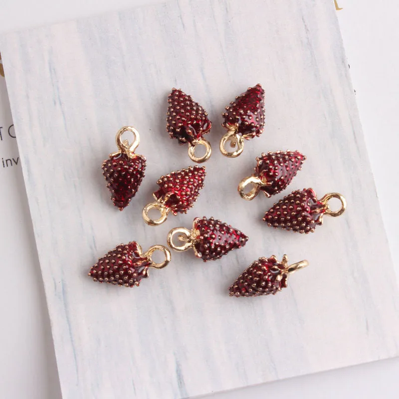 New YZ290 10 Pieces of 8*16mm Oil Drop Berry Fruit Enamel Charms - Perfect for Bracelet DIY, Gold Metal Pendant Earring, and Jewelry Accessories image 4