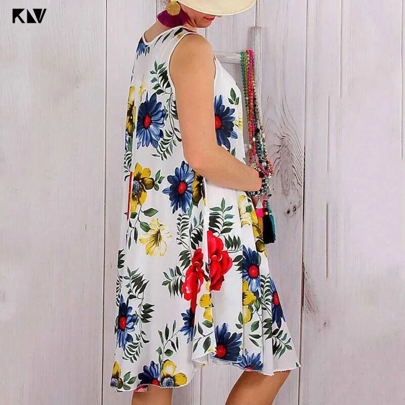 Женское пляжное платье без рукавов KLV свободное платье-жилет размера плюс с