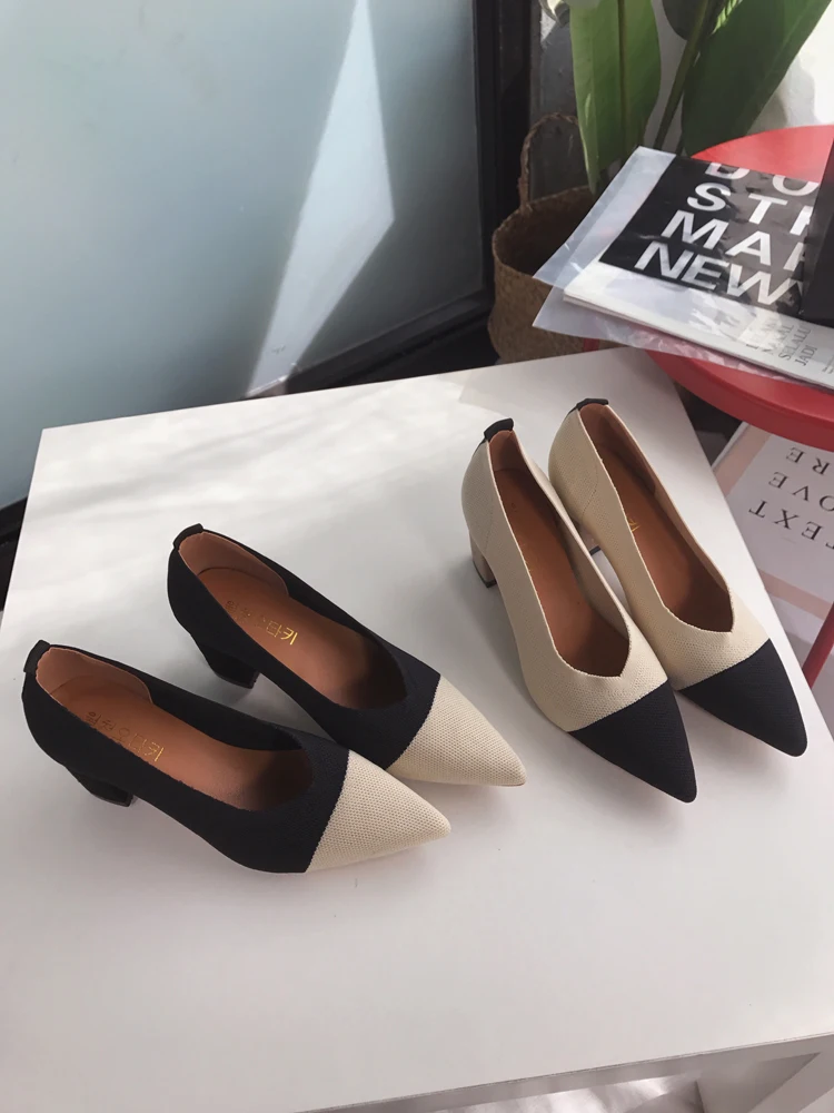 2019 Autumn Female Sandals Pointed Lady Sexy High Heels Black with Thick Wild Single Women Shoes Sandalias Femeninas | Обувь