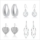 Оптовая продажа, 4 пары, Серьги серебряного цвета, модные подвески, штампованные, женские свадебные украшения, милые E160
